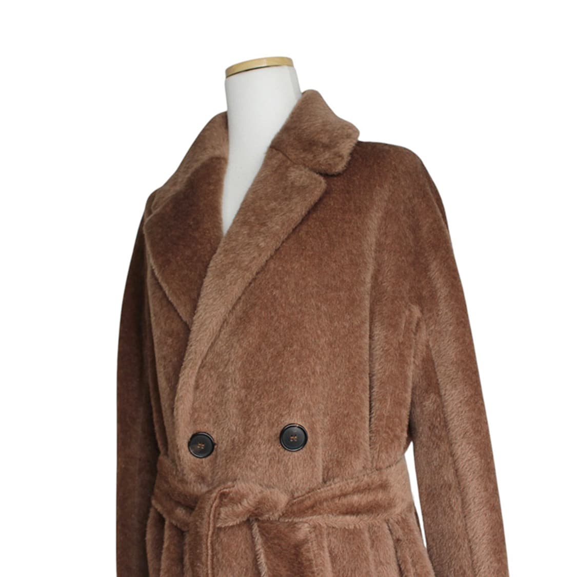 막스마라 브라운 알파카 혼방 벨티드 코트 44 상품이미지4