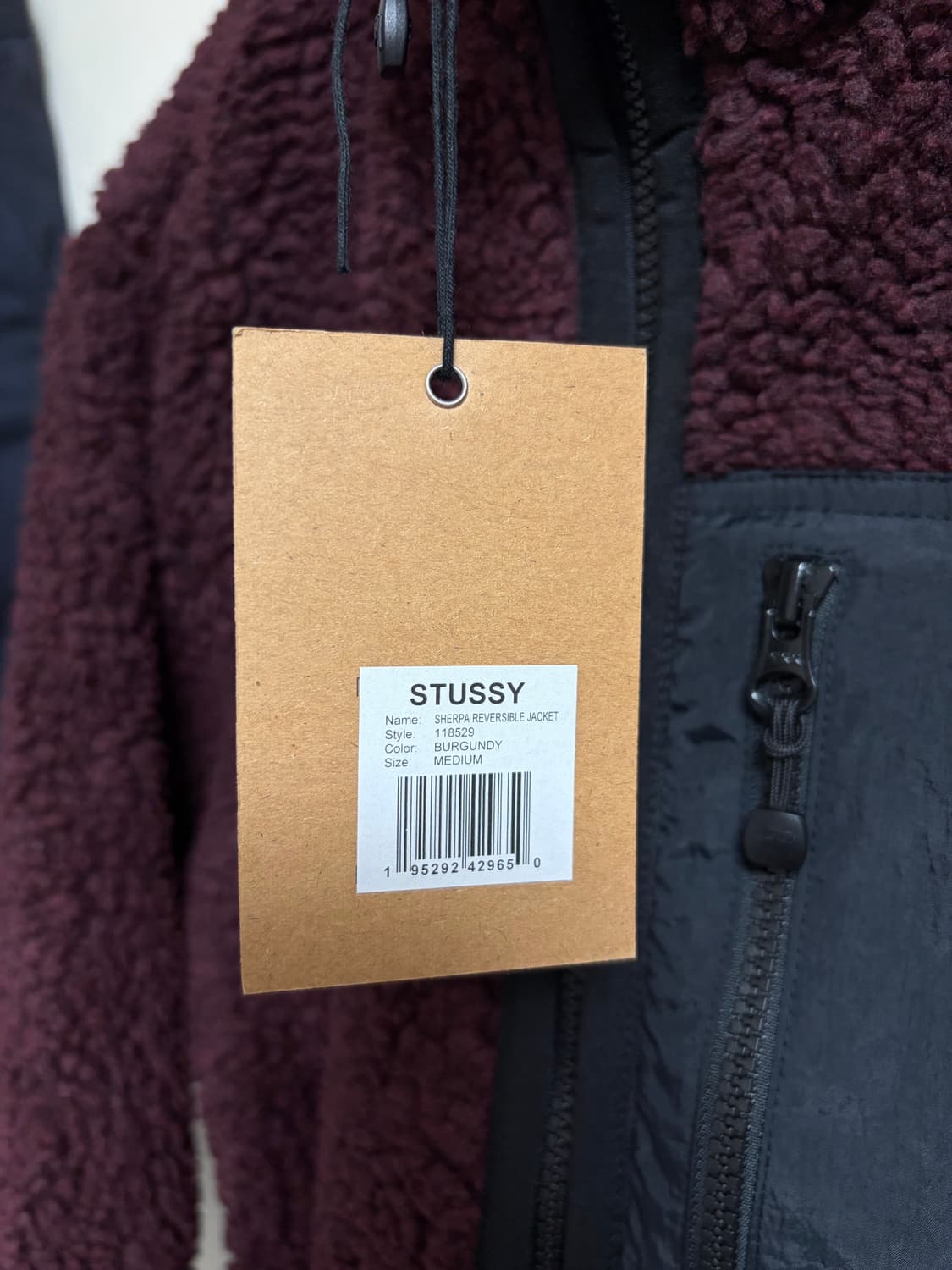 (M) 스투시 쉐르파 리버시블 자켓 버건디 새상품 상품이미지4