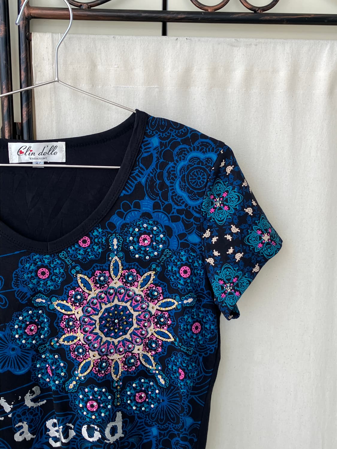 oriental flower blue half t-shirt 상품이미지7