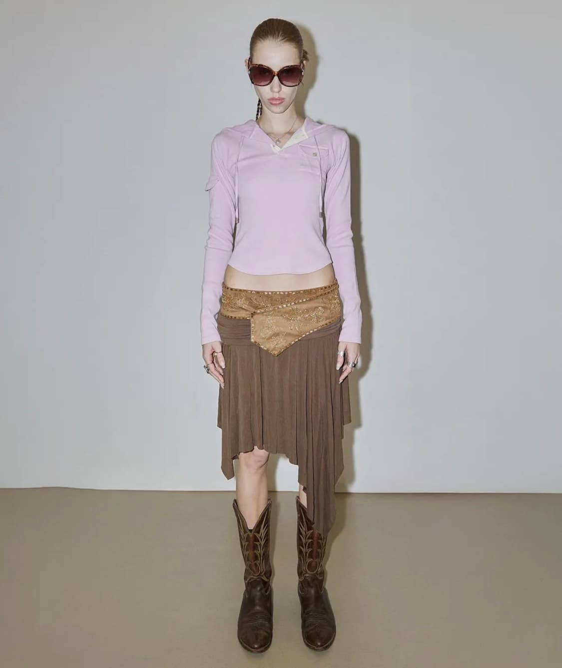스컬프터 Beaded Jersey Skirt Brown 상품이미지1