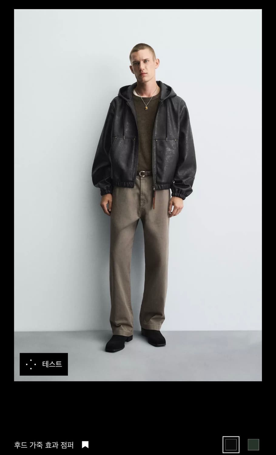 품절 후드 가죽 효과 점퍼 상품이미지3