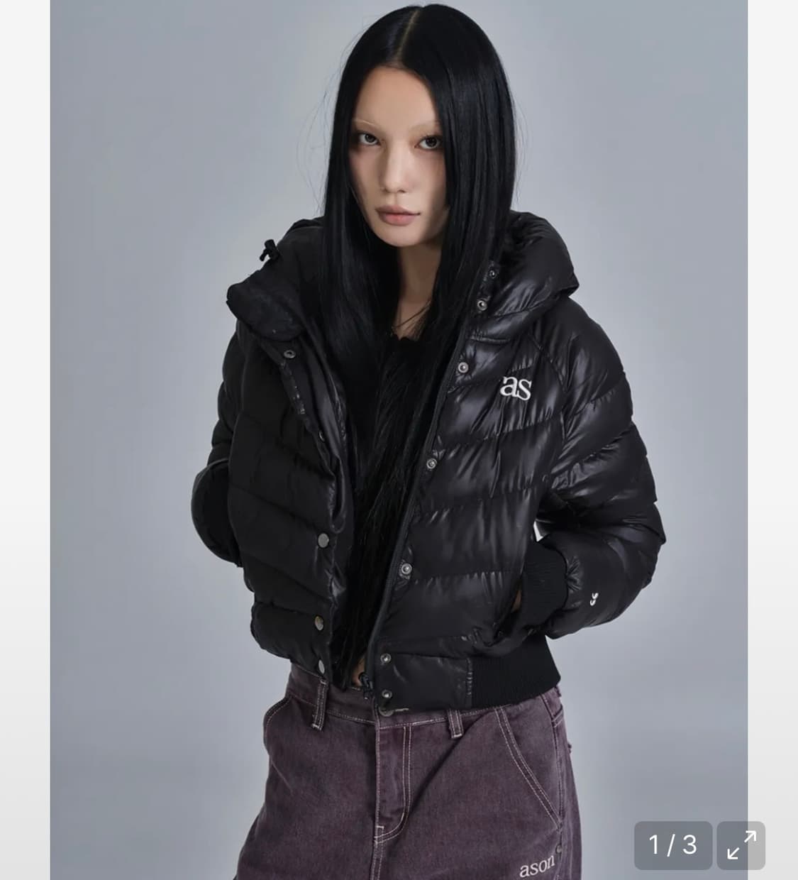 애즈온 SHORT PUFFER JACKET / BLACK 상품이미지1