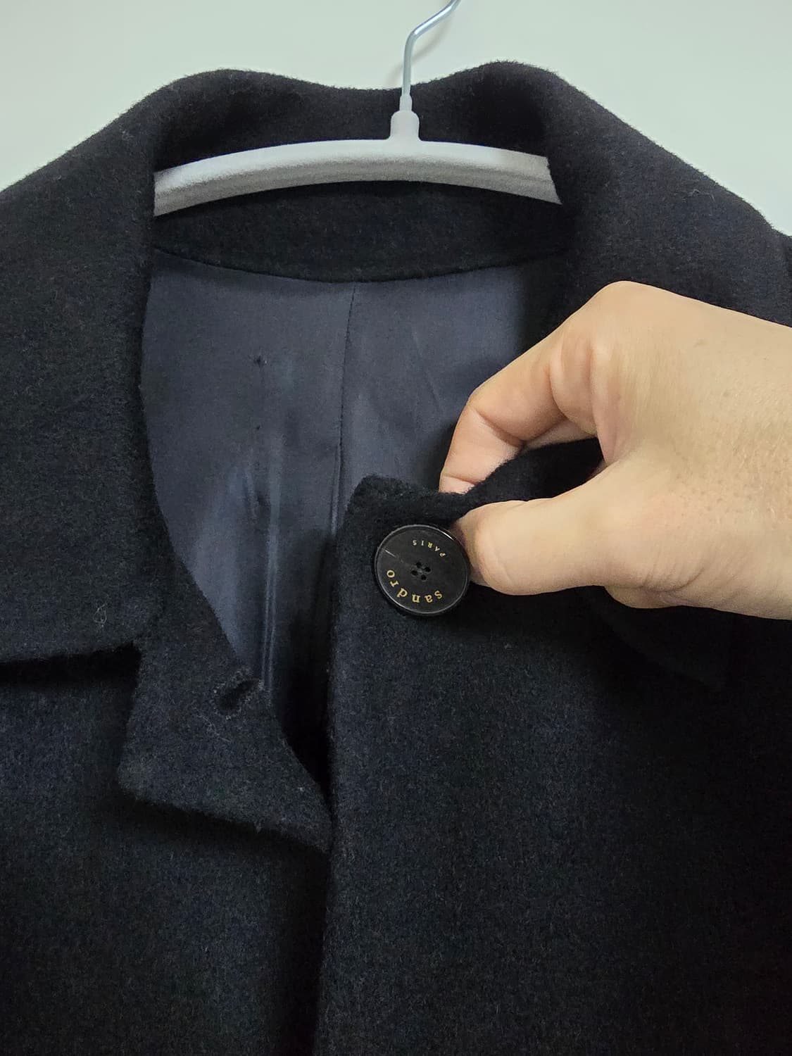 Sandro 캐시미어 60프로 블랙 롱 코트 빅사이즈 상품이미지2