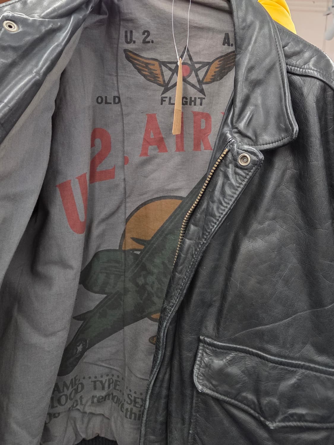 1990s U2 WMO A-2 에어포스 소가죽 레더자켓 상품이미지7