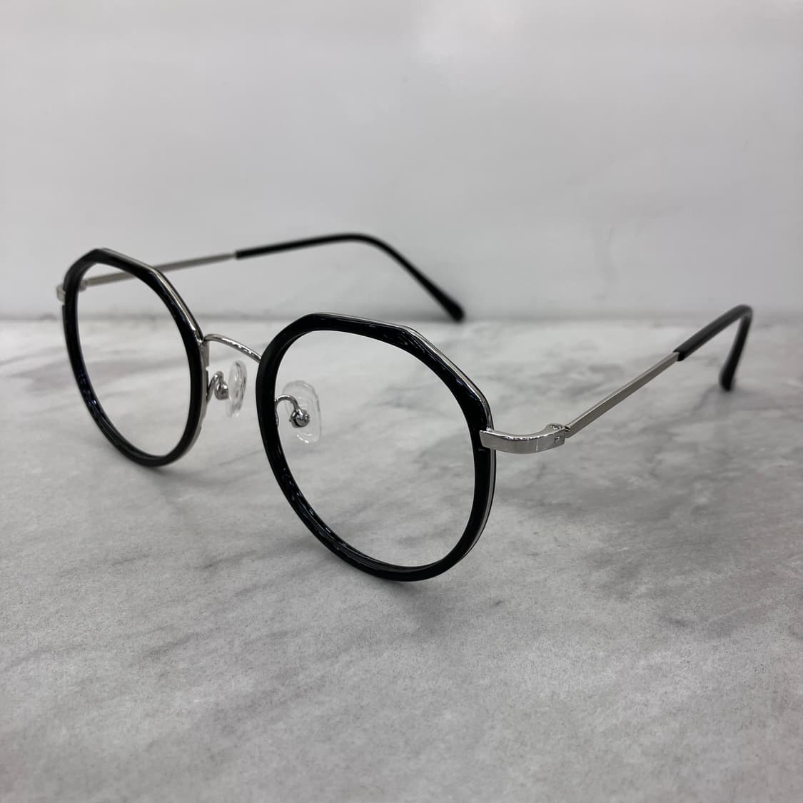 C41 FZ 실버 블랙 라운드 콤비 메탈테 안경 상품이미지7