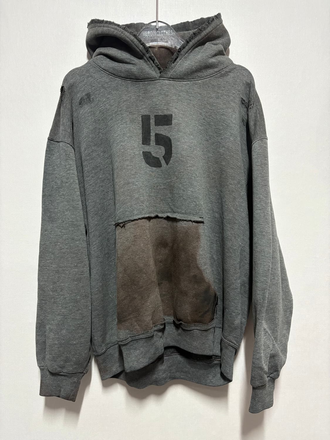 [M] Hanes Damage custom Gray Hoodie 상품이미지1