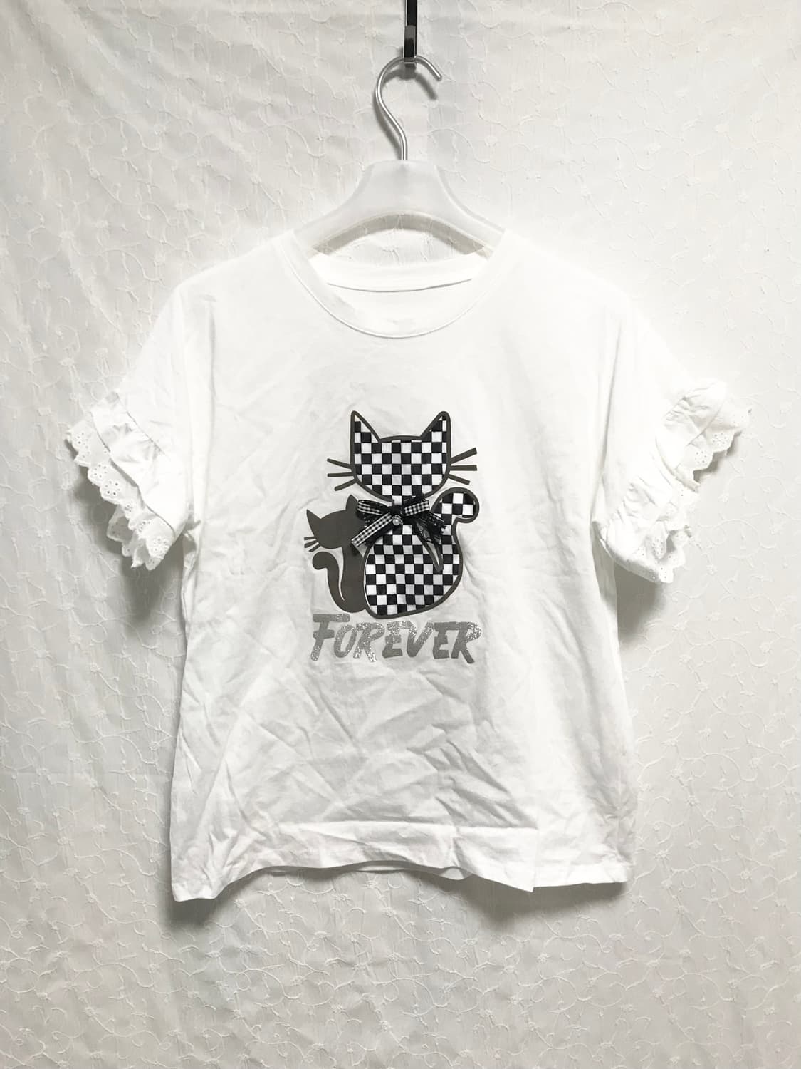 빈티지 너드 모리 네코 프릴 반소매 탑 상품이미지1