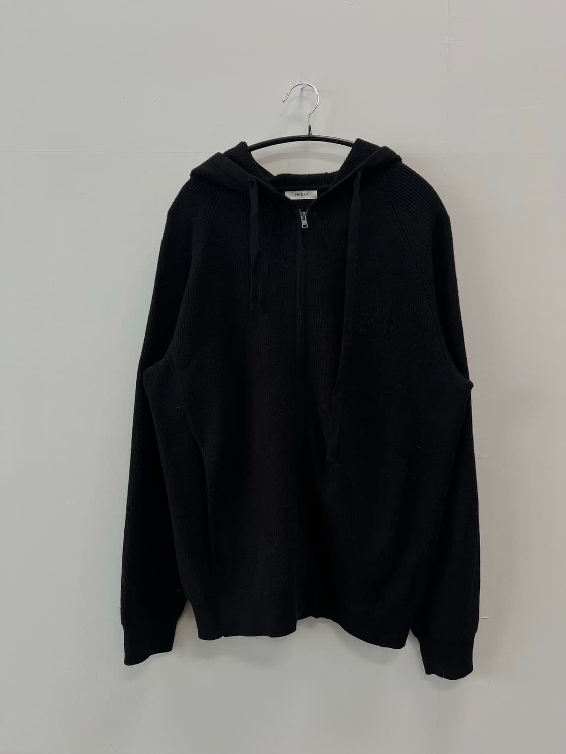 폴햄 니트 후드 집업 블랙 상품이미지2