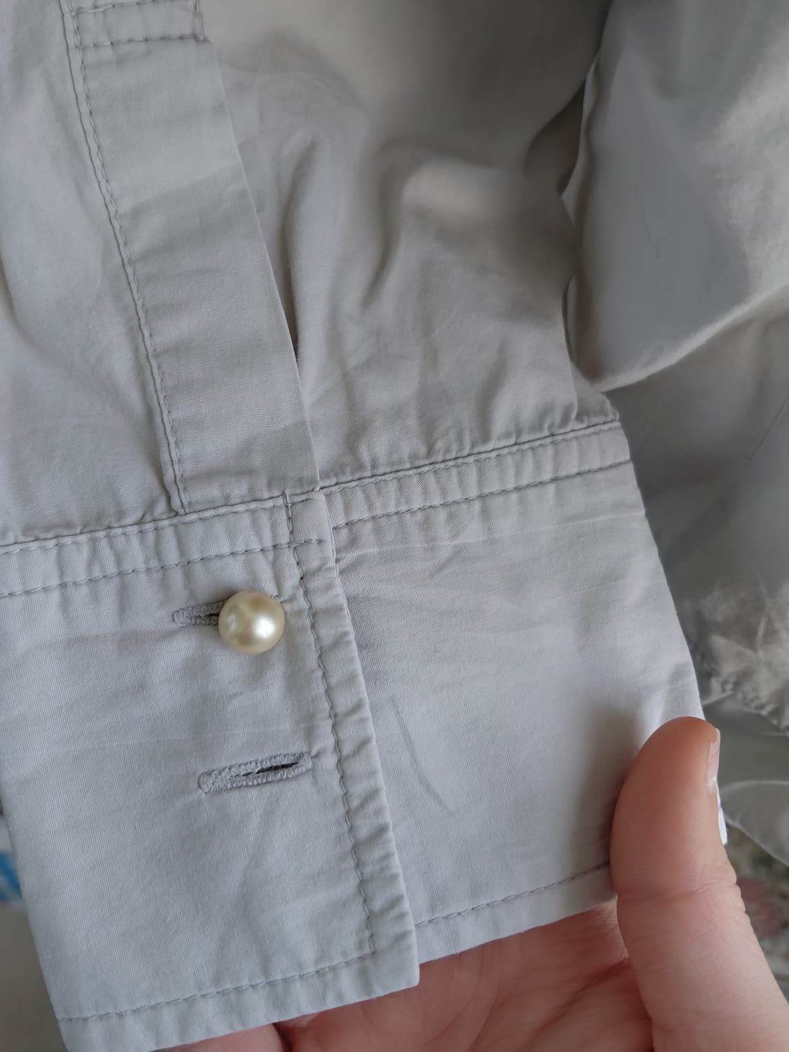 [일본빈티지] 레이스 핀턱 블라우스 아이보리 모리걸 상품이미지4