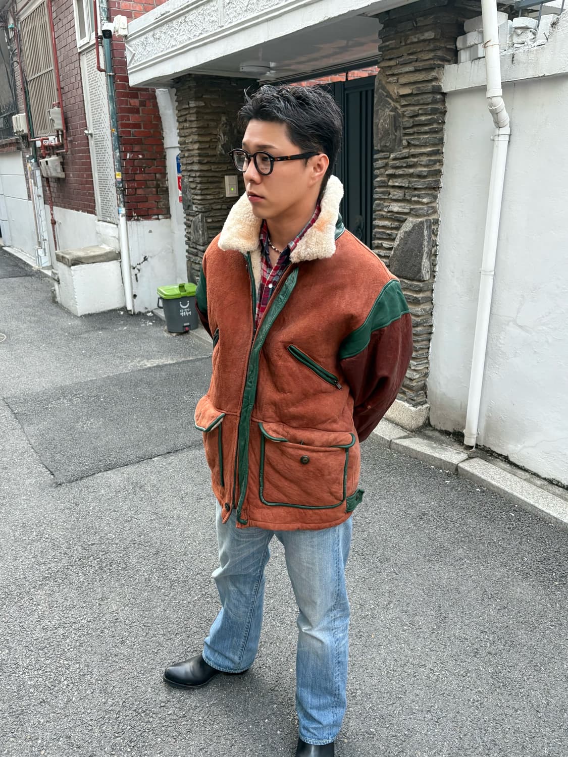 70s Vintage Shearling Leather Jacket 상품이미지1