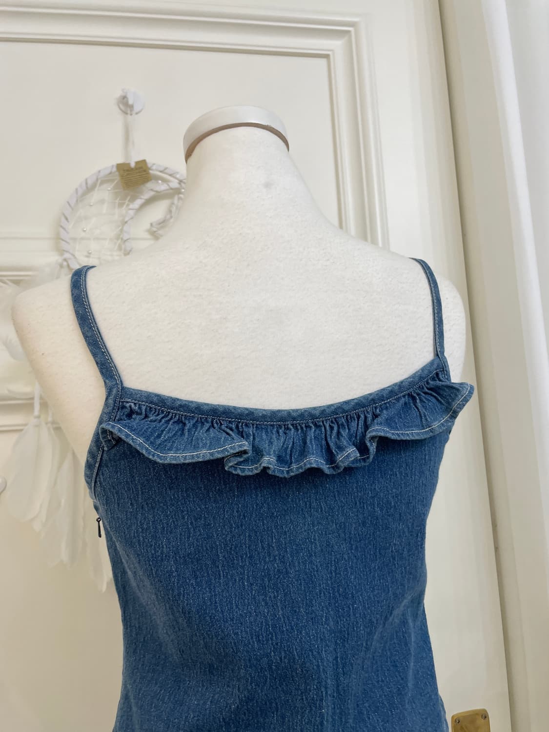 denim ruffle point twinkle span sleevele 상품이미지4