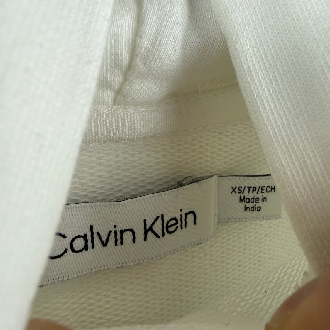 (XS) 캘빈클라인 우먼스 크롭 후드 티 화이트 상품이미지4