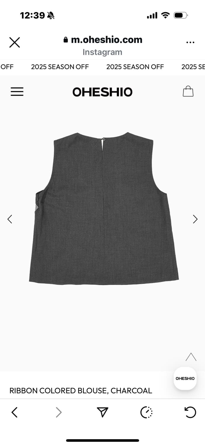 오헤시오 리본 블라우스 차콜 상품이미지2