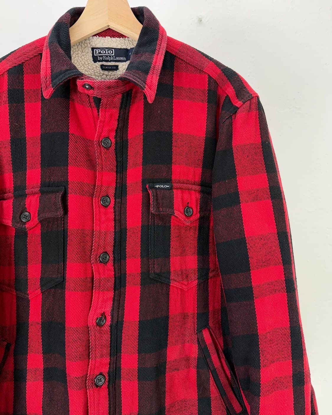 폴로 랄프로렌 버팔로 체크 라인드 셰르파 셔츠 자켓 상품이미지3