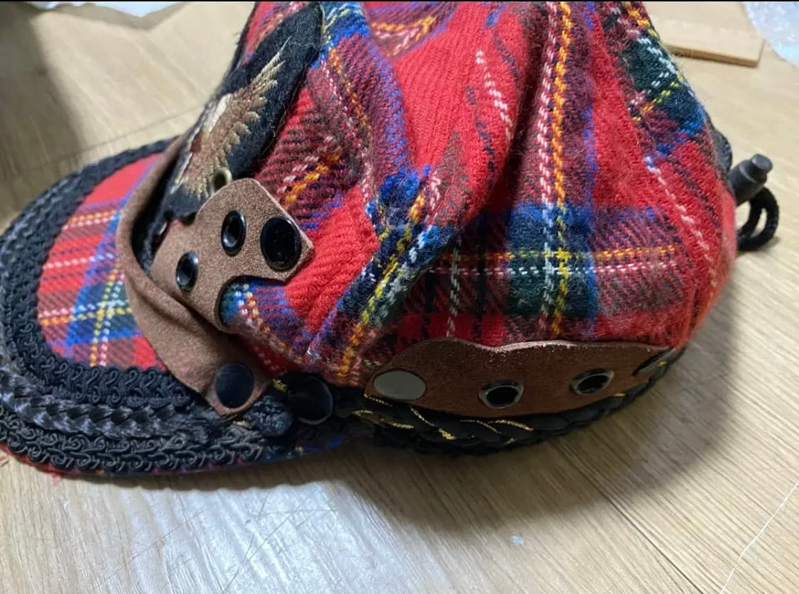 플란넬 체크 모자 상품이미지5