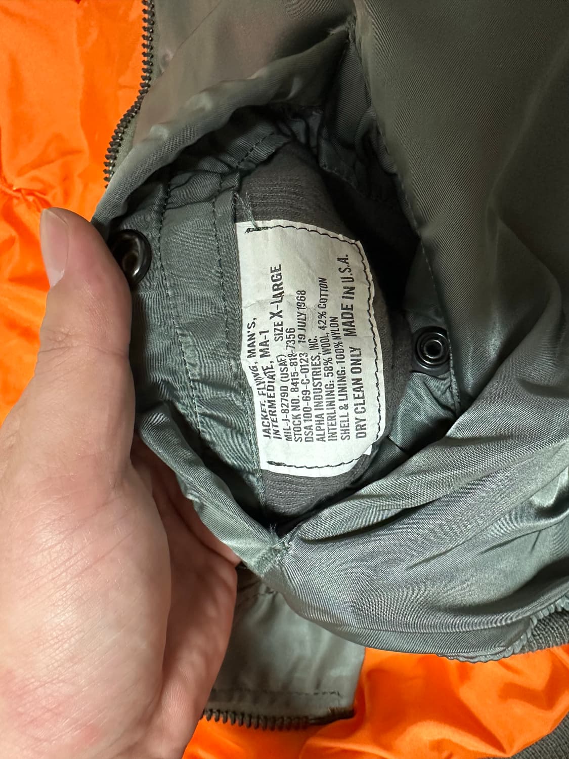 알파 마원 정밀복각 XL 데드스탁급(alpha industry ma-1) 상품이미지3