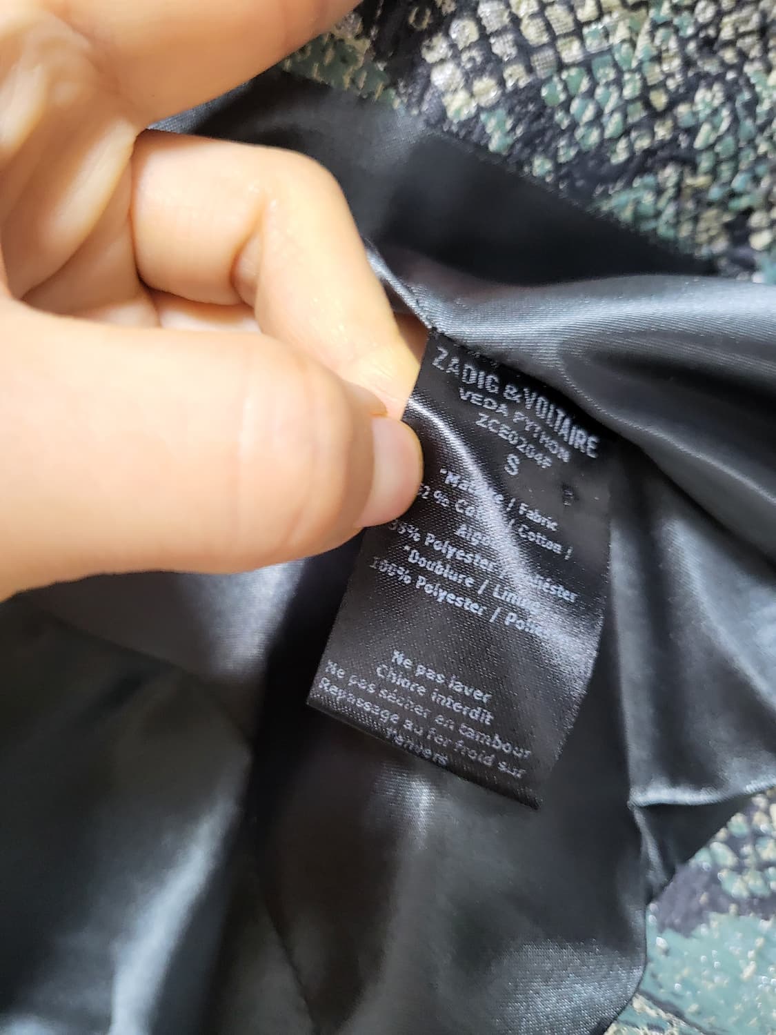 (정품거의새옷)쟈딕앤볼테르 파이톤 패턴 자켓 S 상품이미지8