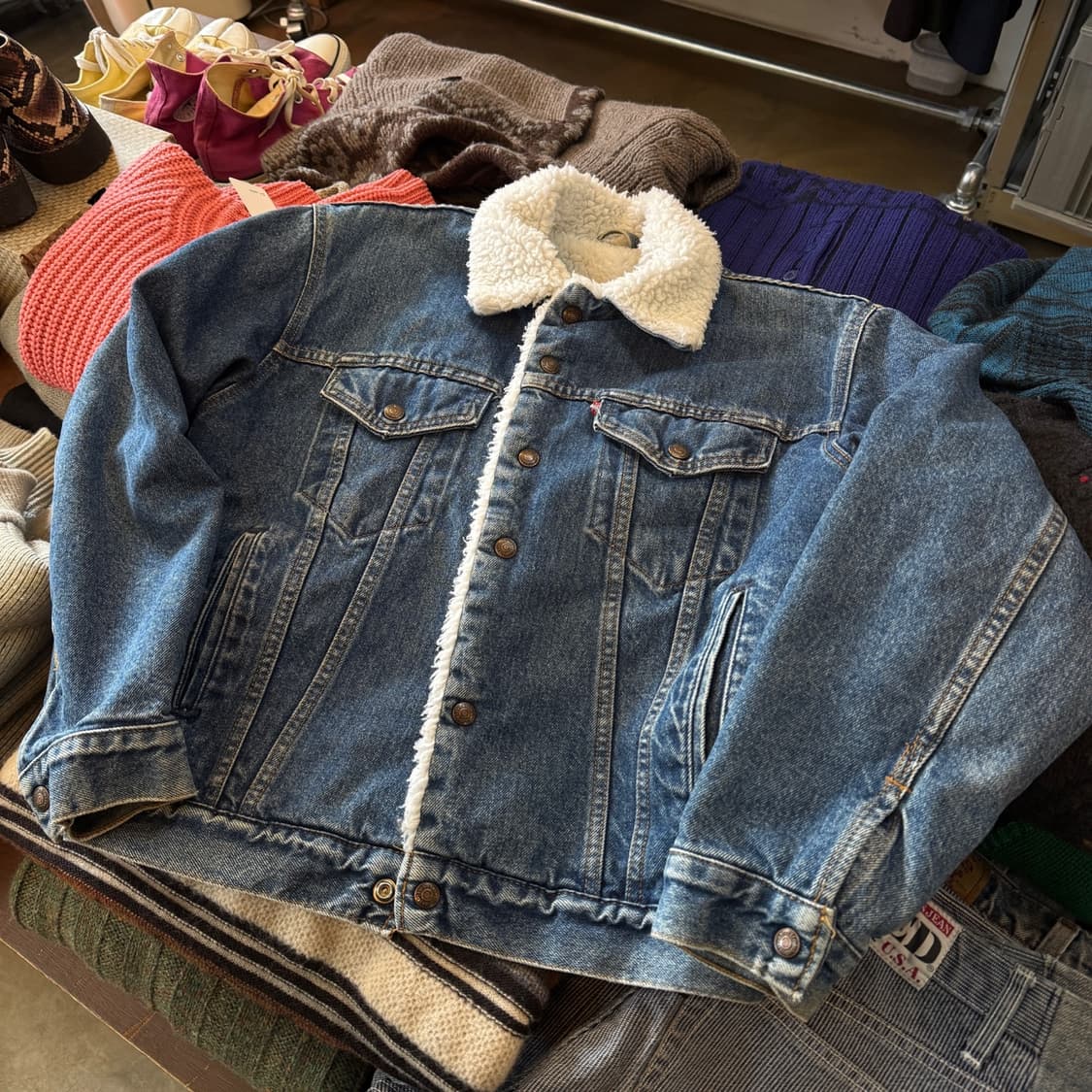90S 리바이스 데님 셰르파 자켓 38 S M 상품이미지1