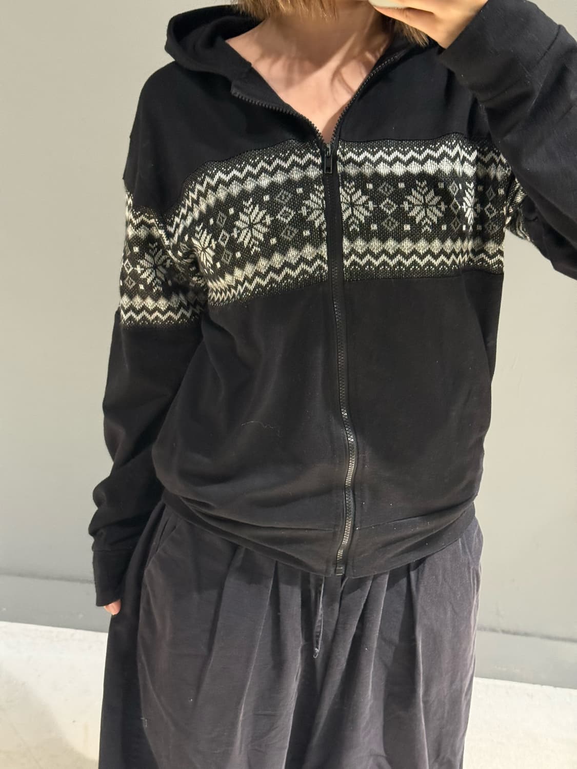 snow pattern point hood zip-up 상품이미지2