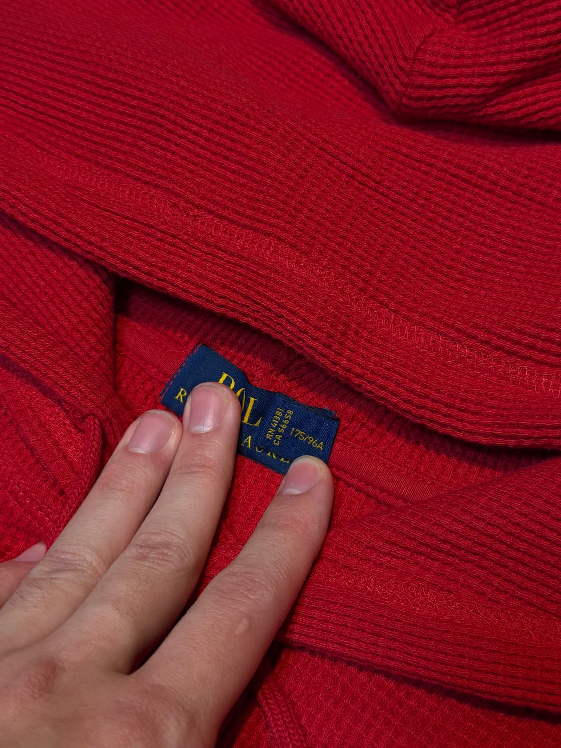 폴로 랄프로린 와플 써멀 롱슬리브 후드티 레드 상품이미지3