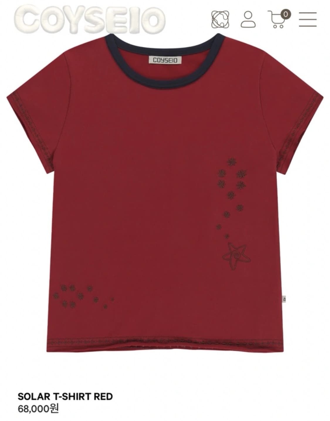 코이세이오 SOLAR T-SHIRT RED 상품이미지1