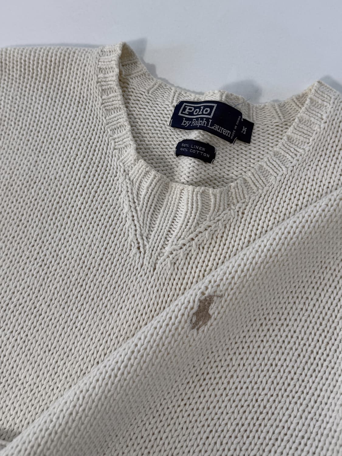 폴로 랄프로렌 90‘s 루즈핏 크림 아이보리 린넨 코튼 니트 상품이미지2