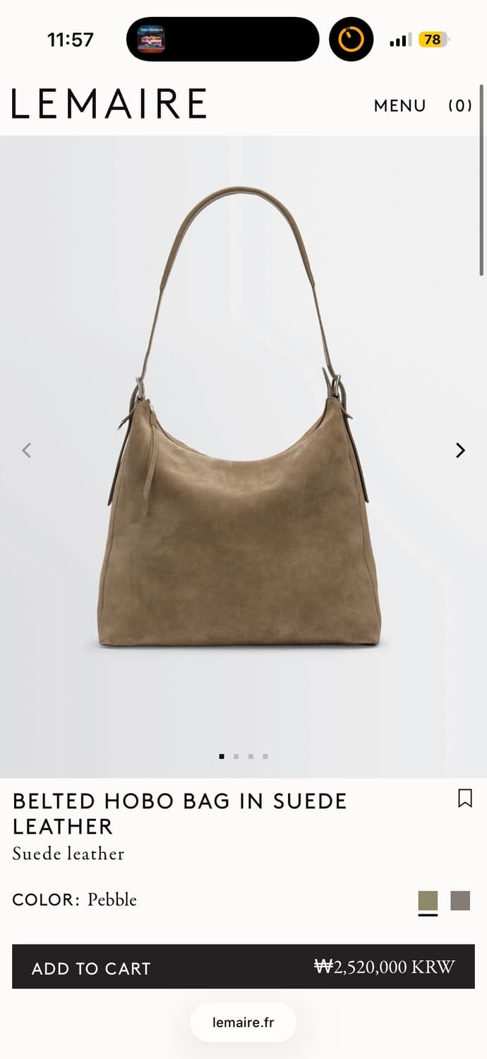 르메르 벨티드호보백 스웨이드 BELTED HOBO BAG IN SUEDE 상품이미지2