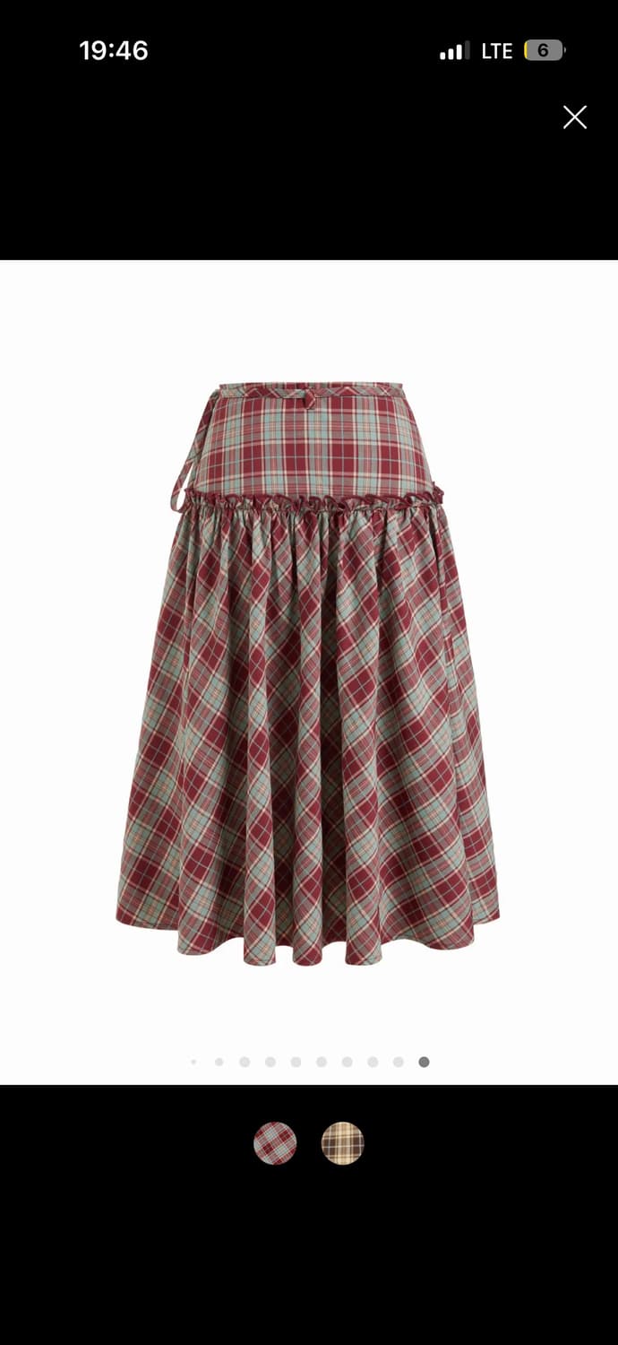 샵사이다 체크 미디 스커트 상품이미지1