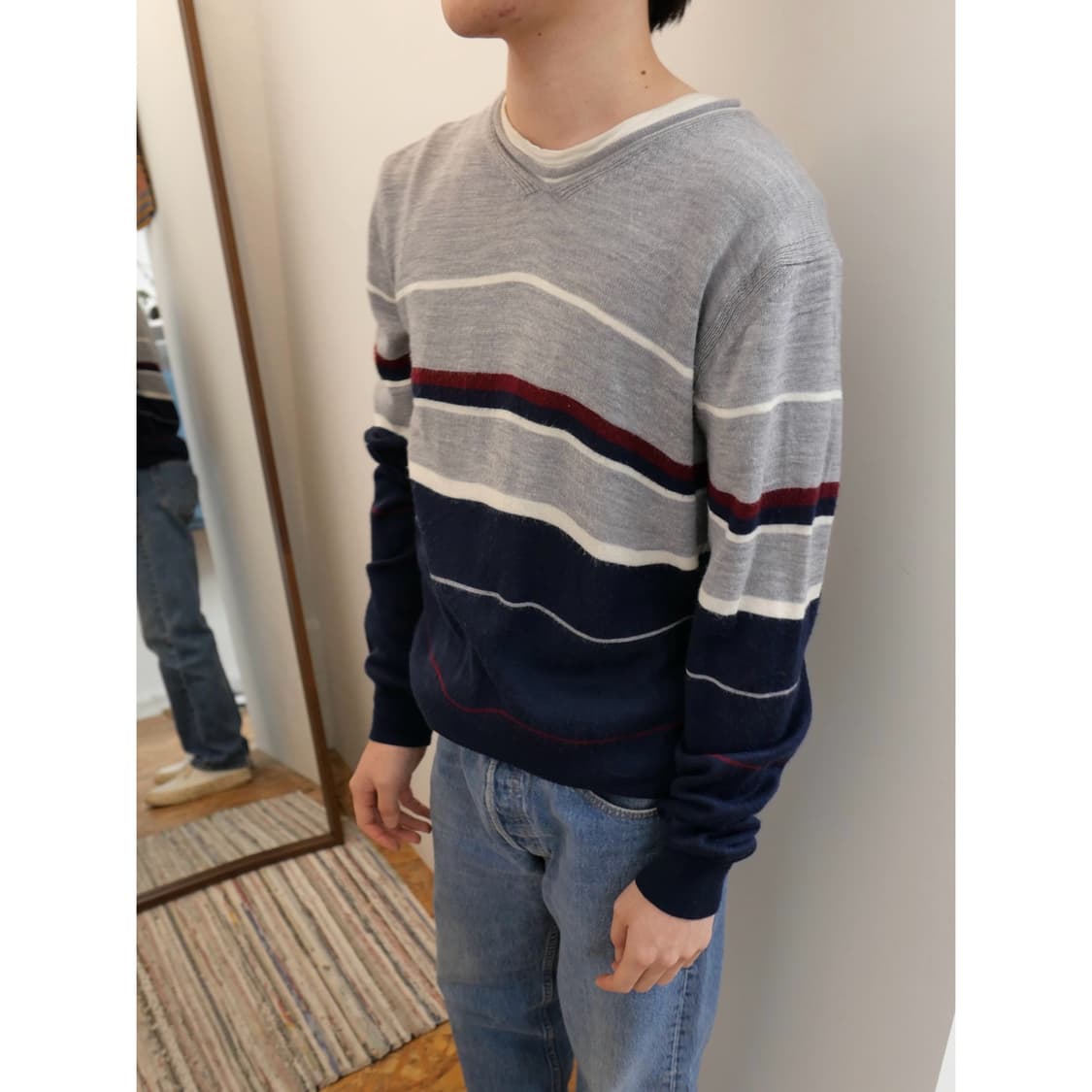 준야 와타나베 스트라이프 브이넥 니트 상품이미지7