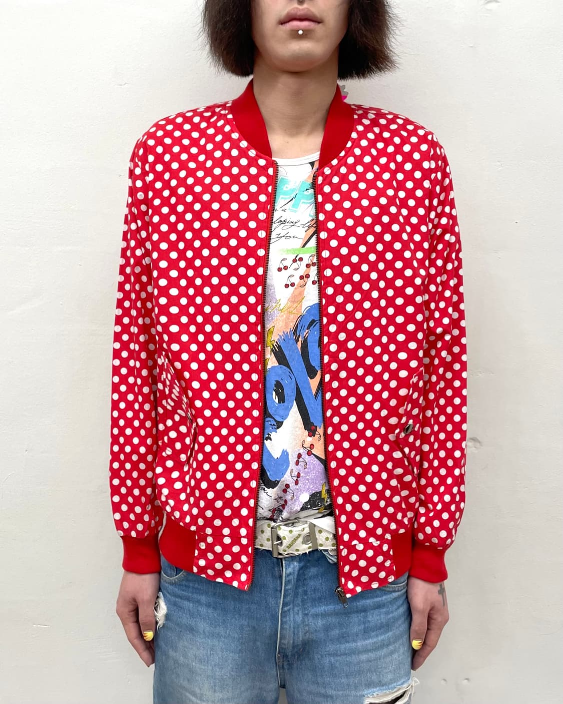 white dot red jumper 상품이미지1