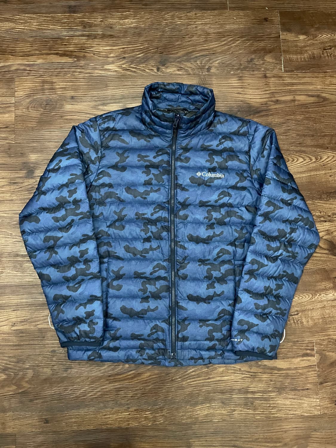 컬럼비아 카모 다운 패딩 자켓 블루 상품이미지1