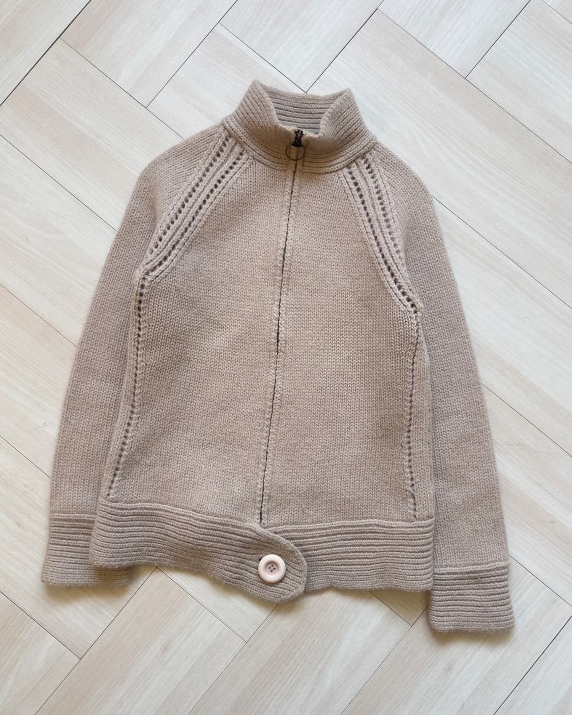[LAURA A SHLEY] Warm Beige Wool Knit Jac 상품이미지1