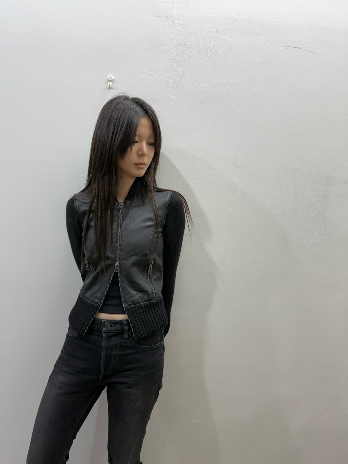 아르마니 레더&니트 크롭 투웨이 집업 상품이미지2