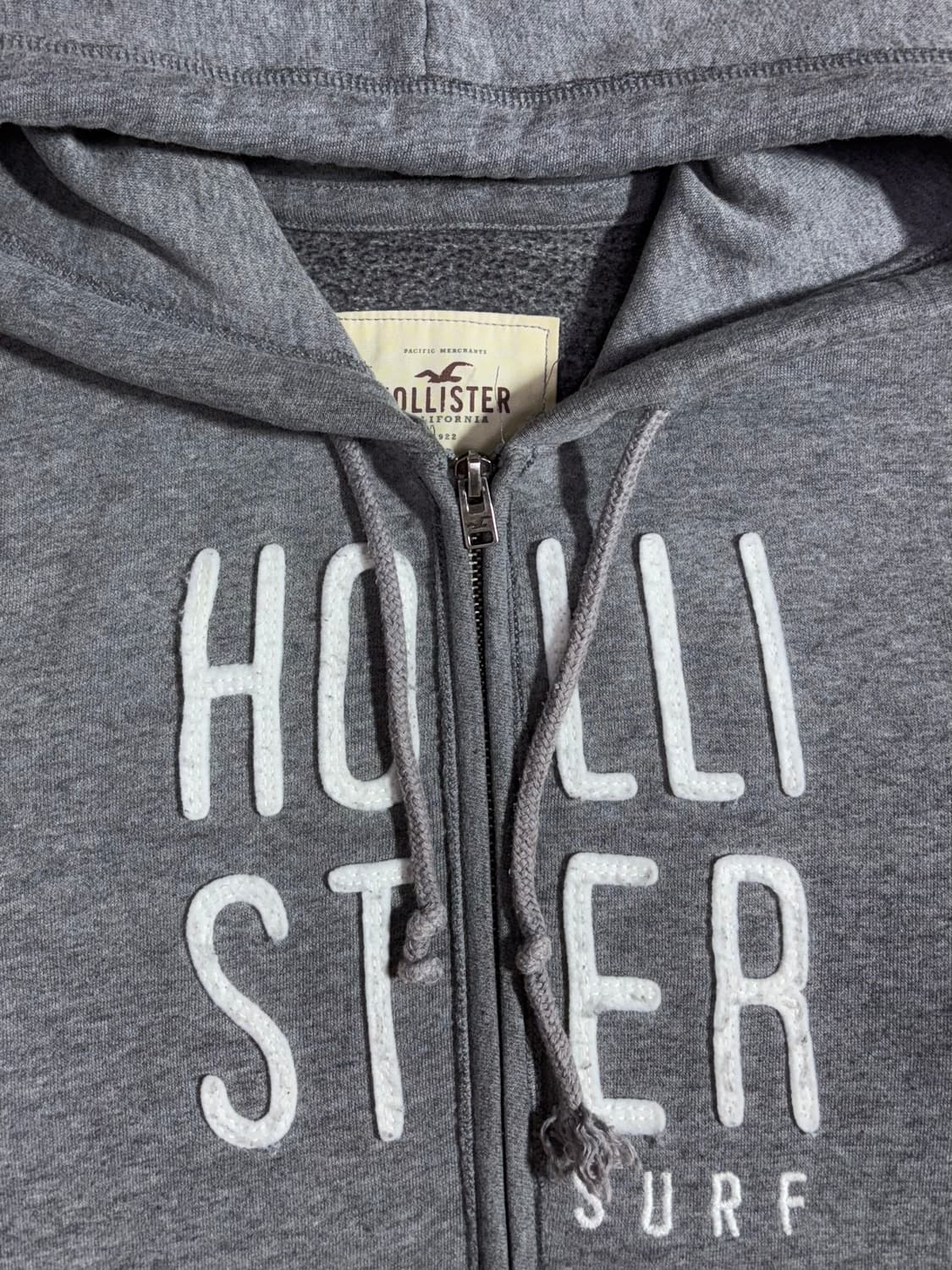 홀리스터 그레이 빅로고 딱붙핏 Y2K 후드집업  상품이미지5