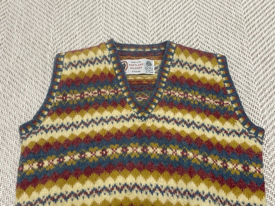 8~90s 스코틀랜드 페어아일 핸드 니트베스트  J03407 상품이미지3