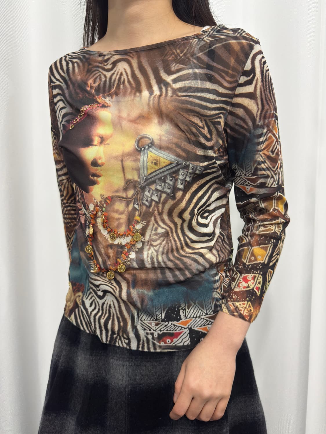 hazard eouture printing mesh top 상품이미지2