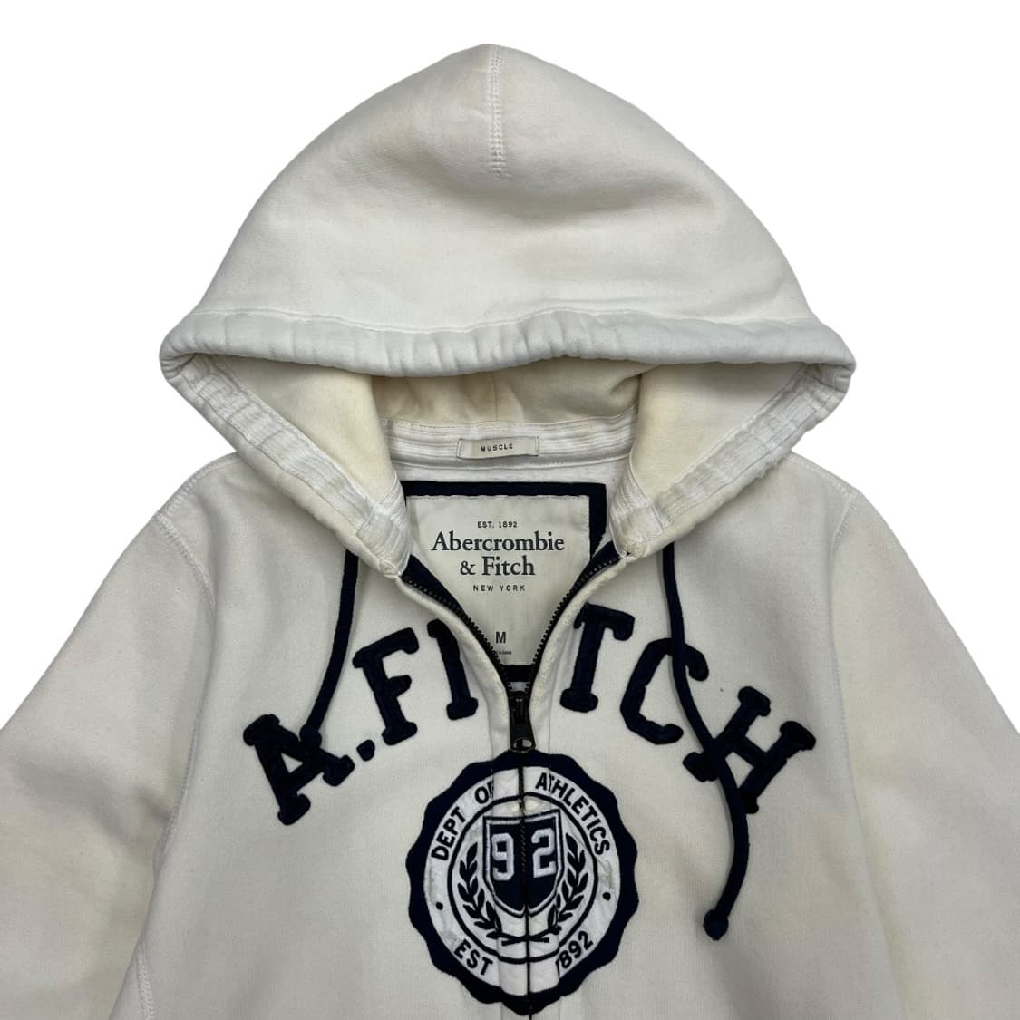 아베크롬비 센터로고 화이트 후드집업 M 상품이미지4