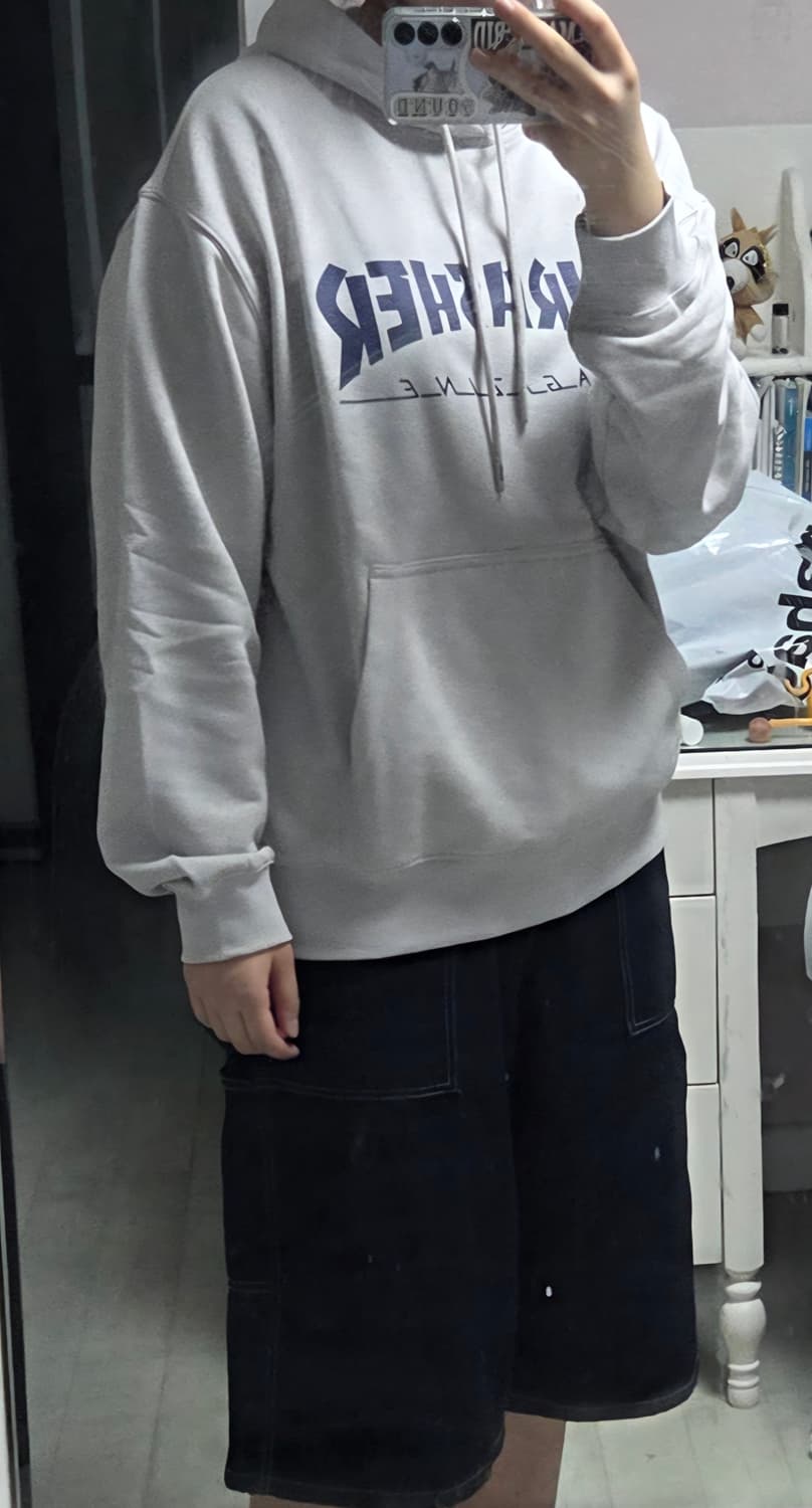 트레셔 매거진로고 후드티 솔리드 그레이 상품이미지2