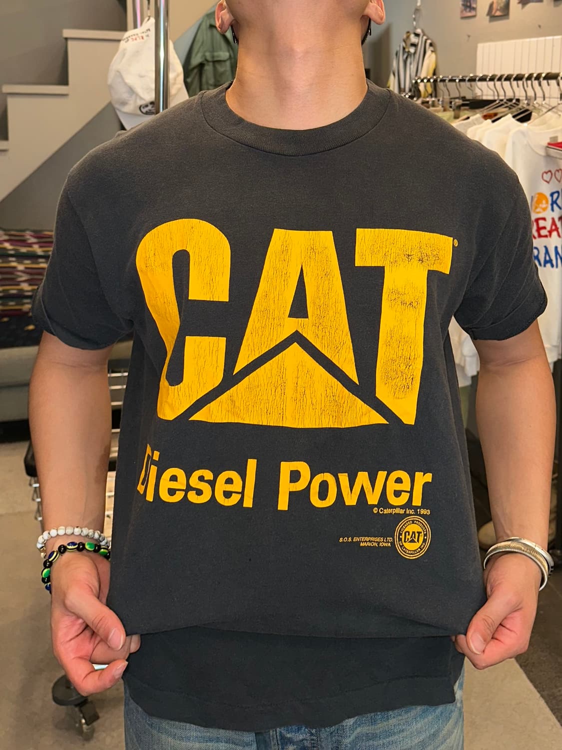 90‘s Caterpillar Cat USA faded single T 상품이미지2