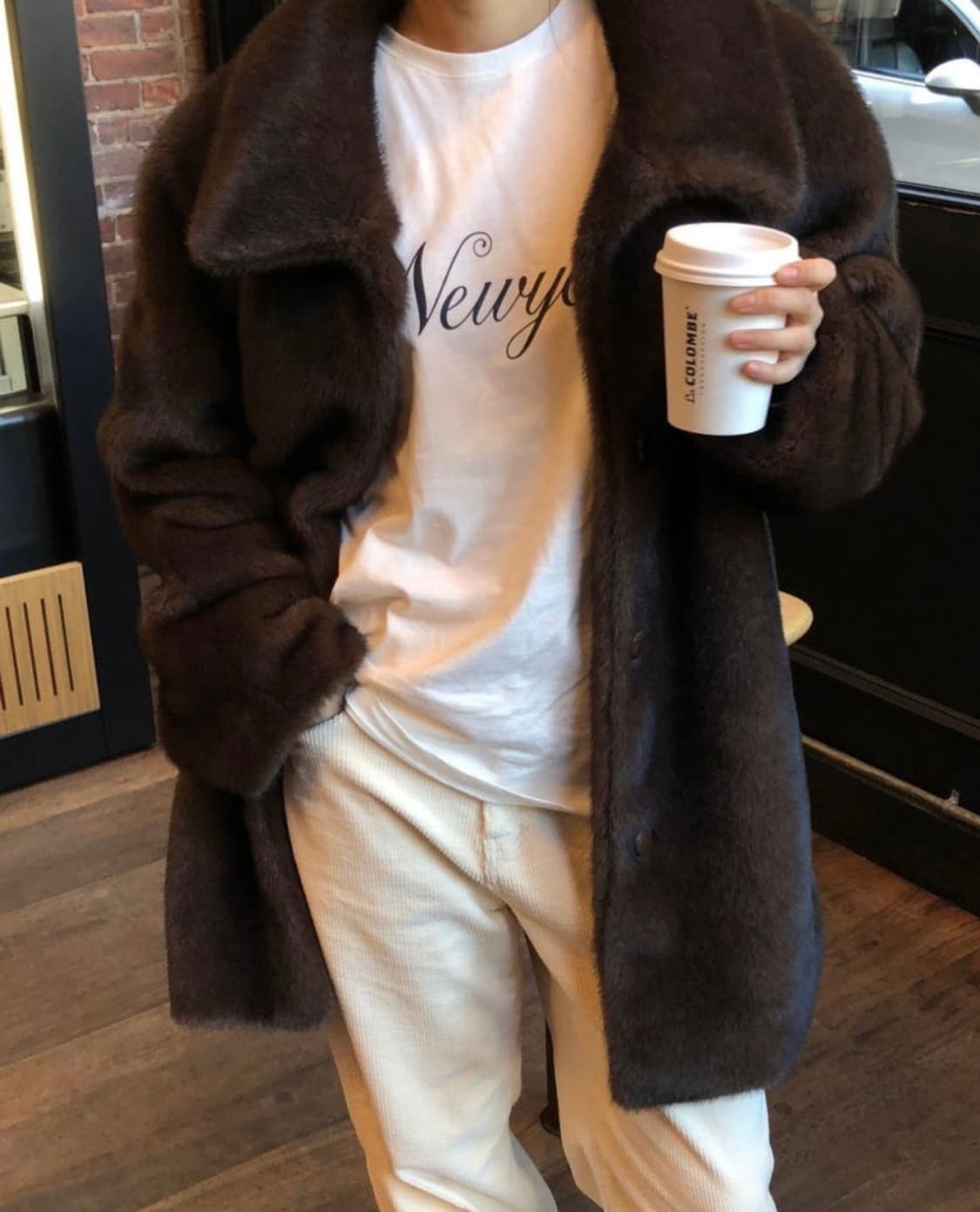 (새상품)파운더스 울먼 하프 퍼 코트 상품이미지1