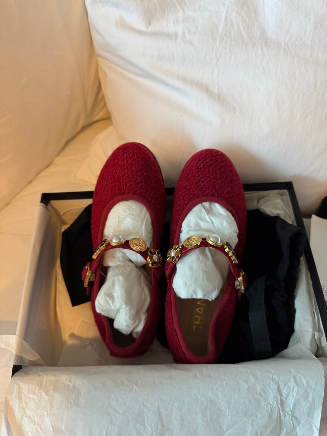 샤넬 메리제인 플랫슈즈 레드 37C 상품이미지1