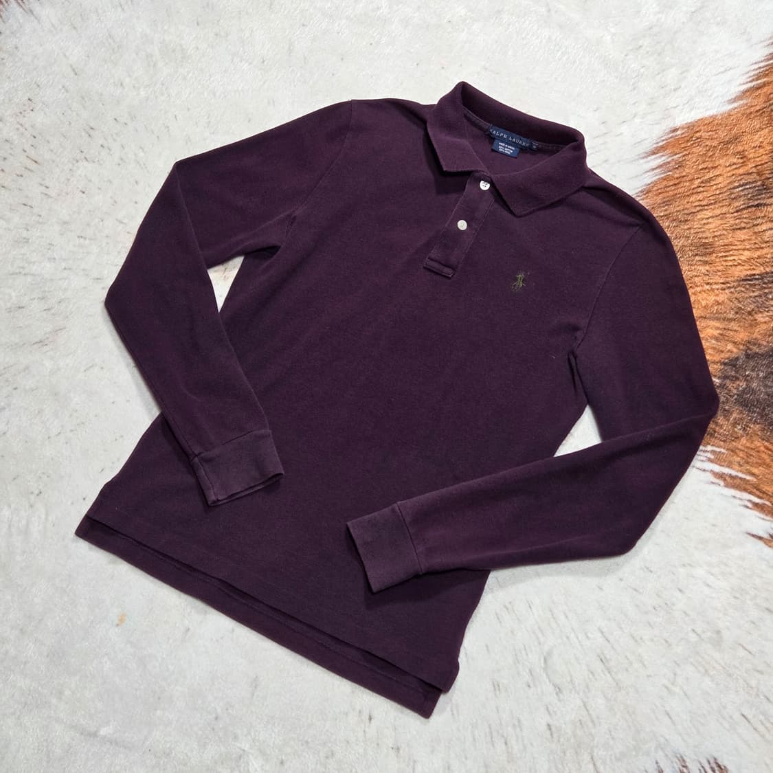 폴로 퍼플 카키 자수 PK 롱슬리브 상품이미지1