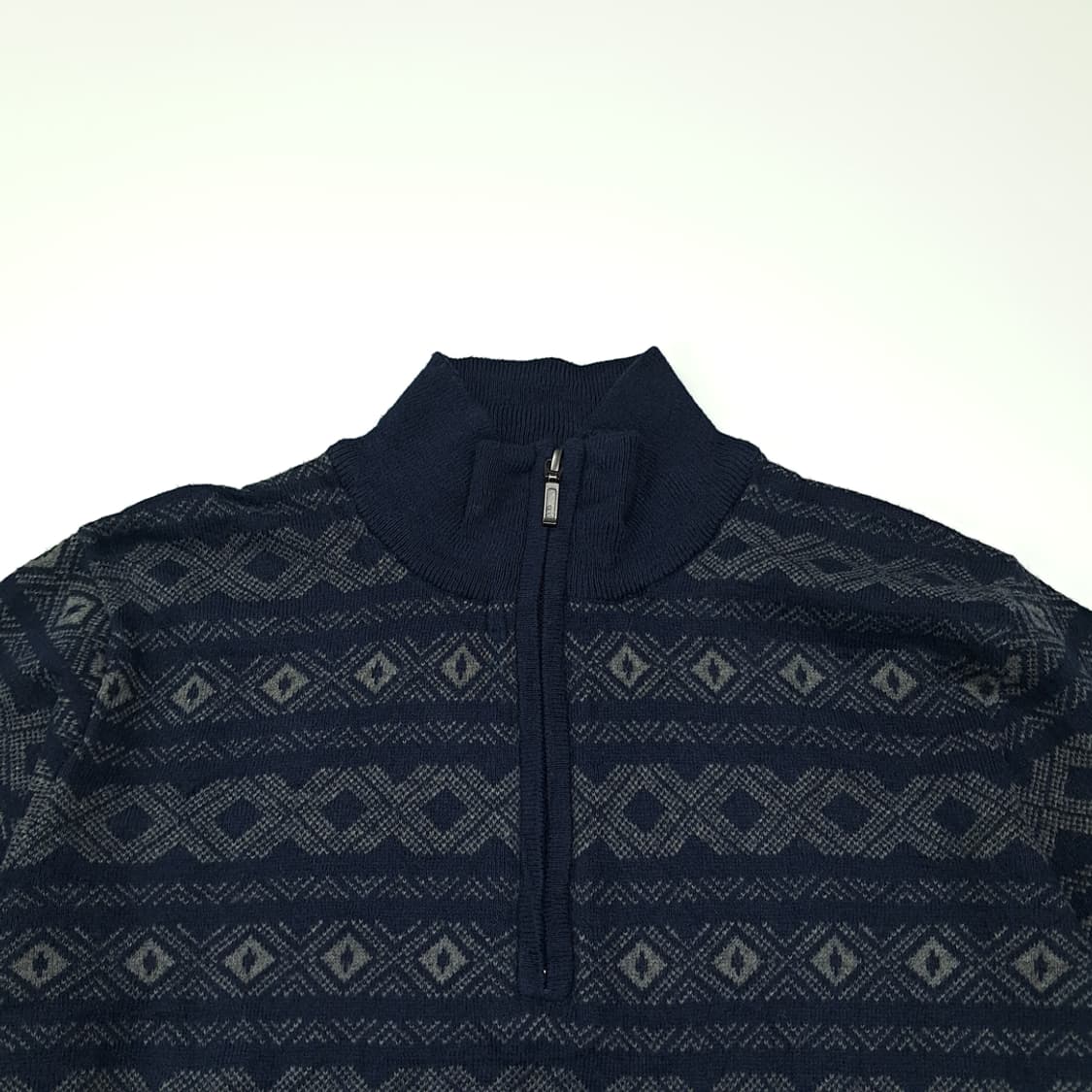 CL143 엘엘빈 코튼캐시미어 자카드 네이비 하프집업 니트 스웨터 상품이미지2