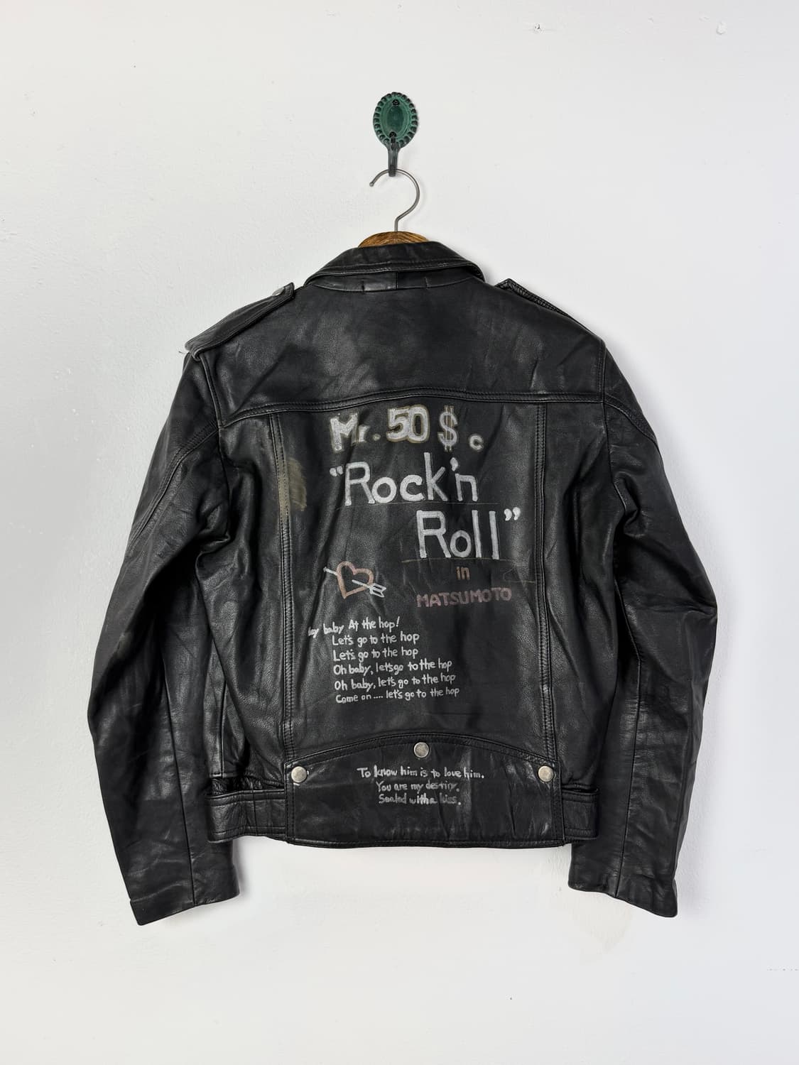 90s 빈티지 핸드 페인티드 레더 라이더 자켓 상품이미지1