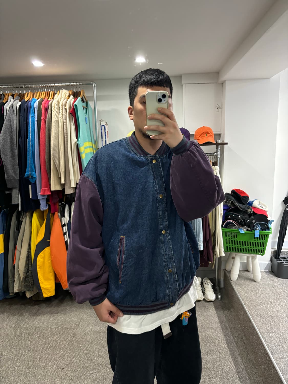 (XL) AMB 빈티지 데님 바시티 자켓 상품이미지7