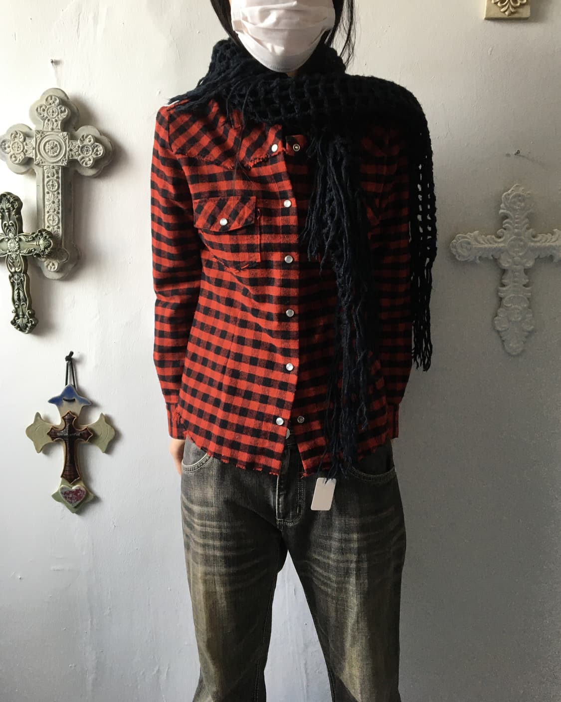 fringe point net knit scarf 상품이미지5