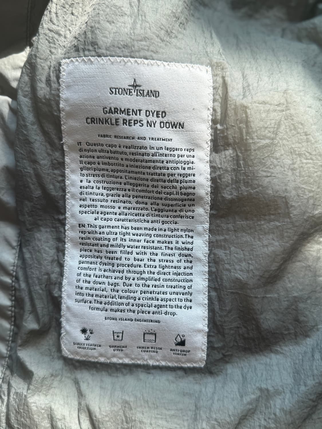 스톤아일랜드 크링클 랩스 NY 다운 자켓 L(100) 사이즈 상품이미지5