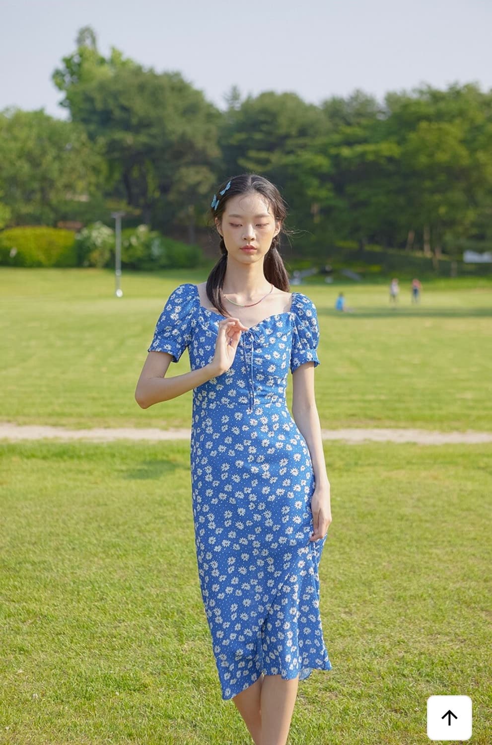 벰버 데이지 퍼프 슬리브 플로럴 롱원피스 M 상품이미지5