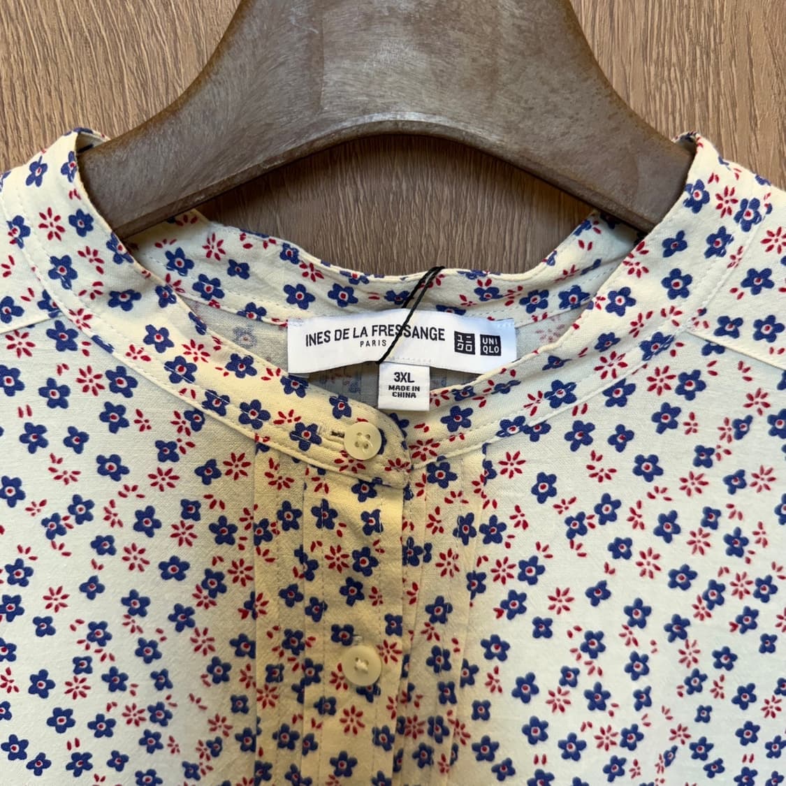 빈티지 코튼 셔츠 플라워 패턴 헨리넥 7부 디테일 레귤러핏 상품이미지5