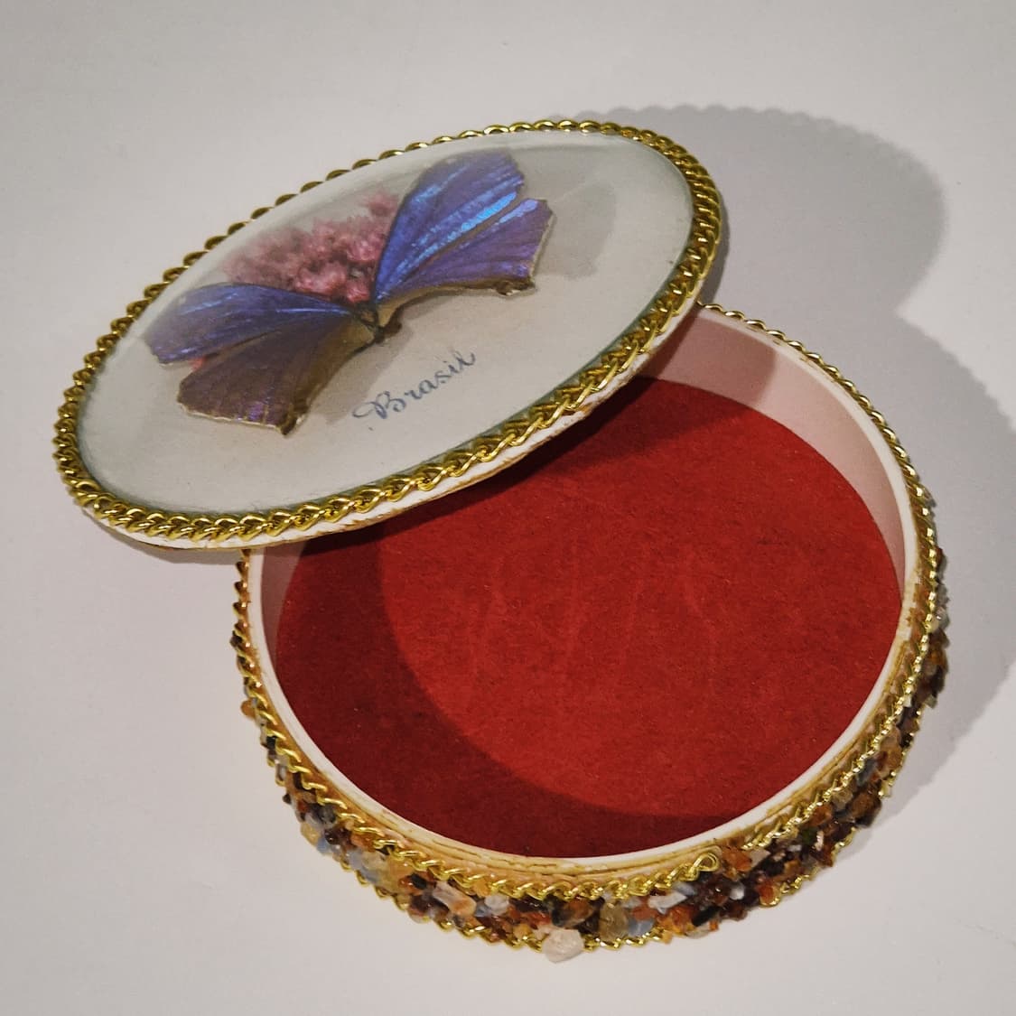 70s 브라질 모르포 빅 나비 천연석 트링켓 상품이미지8